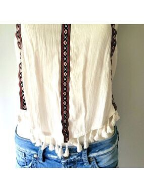 H&M Sleeveless Halter Top White Viscose Coachella Collection Size 2